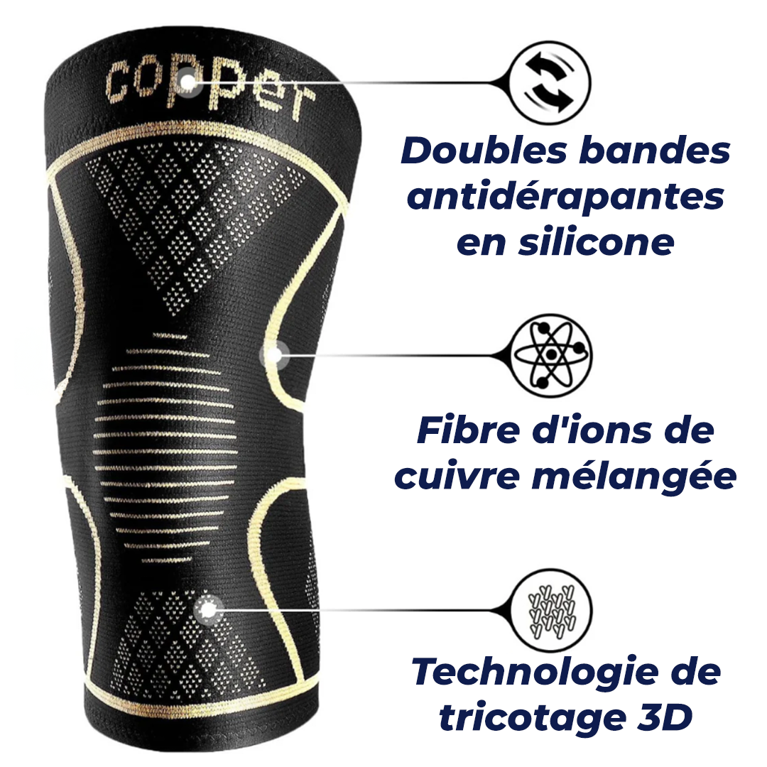 Genouillère de Compression Infusée de Cuivre Premium