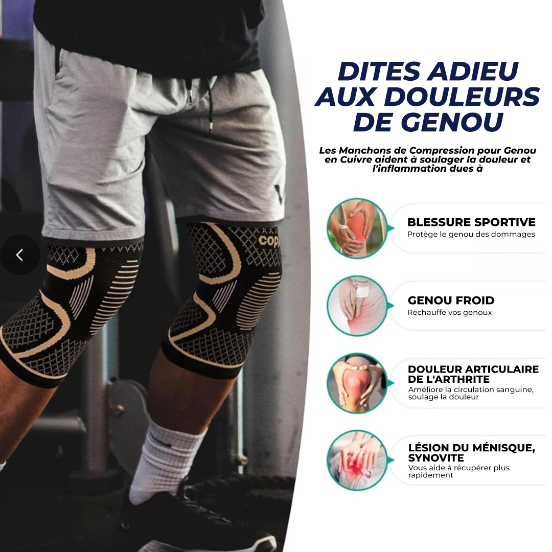 Genouillère de Compression Infusée de Cuivre Premium